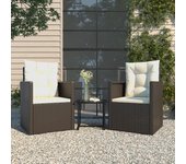 Vidaxl muebles de jardín con cojines 3 piezas ratán sintético negro