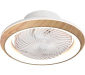 Ventilador de techo plafón led giratorio – oscilación 360°, 6 velocidades, mando a distancia, acabado madera haya
