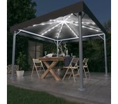 Cenador con guirnalda de luces led 300x300 cm antracita