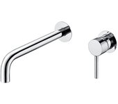 Valaz grifo lavabo empotrado redondo monomando cromado caño fino de 26 cm y fijo - serie deva
