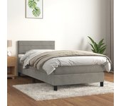 Cama con somier y colchón gris claro 90x200 cm terciopelo