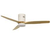 Ventilador de techo led yen blanco+madera 15w 1500lm cct con mando a distancia