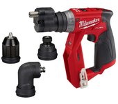Milwaukee taladro atornillador 12v.s/bateria multicabezal c/portabrocas desmontable+box m12 fddxkit-0x