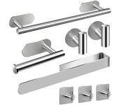 Juego de toallero cuadrado - juego de herrajes para baño de 8 piezas silver