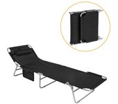 Tumbona inclinable de acero color negro plegable con almohada playa piscina jardín mecedora ogs35-sch sobuy es