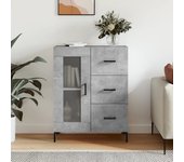 Aparador | aparador de comedor | armario de cocina de madera de ingeniería gris hormigón 69,5x34x90 cm cfw27976