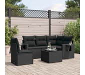 Conjunto de muebles de jardín vidaxl de 6 piezas con cojines negros de mimbre