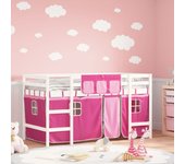 Maison exclusive - cama alta para niños con cortinas madera pino rosa 80x200 cm
