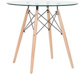 Mf - mesa de comedor de diseño modelo tower (to) - fabricada en madera, tapa de cristal templado 100 cms de diámetro -