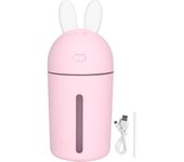 Mini humidificador de aire silencioso con luz ambiental de noche y nano niebla, alimentado por usb (rosa)