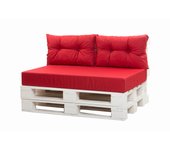 Cojin palets 120x60cm asiento y respaldo 2x 60x40cm, cojin palets rojo, cojin jardin, conjunto cojines para muebles jardin, conjunto cojines jardin