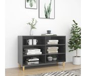 Aparador | aparador de comedor | armario de cocina de madera contrachapada gris brillante 103,5x35x70 cm cfw42983