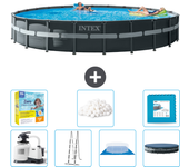 Paquete de piscina - intex - alrededor - 732x732x132 cm + accesorios cb48