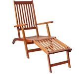 Tumbona de jardín | silla de jardín con reposapiés y cojín madera maciza acacia cfw56177