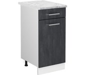 Vicco mueble bajo de cocina r-line, hormigón negro, 40 cm et mármol