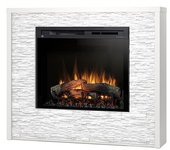 Verde - chimenea eléctrica independiente con calefacción por suelo radiante led - 28' - blanco mate - 117 x 99 x 30