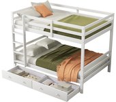 Cama literas de madera maciza 140x200 cm para niños con cajones de almacenamiento