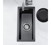 Fregadero cocina negro grisáceo 22 x 40 cm, fregaderos cocina 1 seno en acero inoxidable belnem