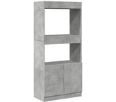 Aparador | aparador de comedor | armario de cocina de madera de ingeniería gris hormigón 63x33x140 cm cfw52797