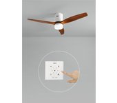 Wind calm natural wood - función verano/invierno - ventilador de techo 40w silencioso ø132 cm con luz con controlador de pared y mando a distancia