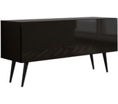 Mueble tv : negro mate / negro brillante, patas negras, 100 x 52 x 32 cm