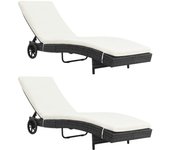 2 sillones con ruedas y cojines de resina de ratán negro