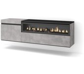 Amueblate online, mueble tv, televisión, muebles de salón, almacenaje, para tv hasta 65, chimenea eléctrica, colgado, suspendido, cemento
