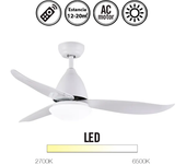 Ventilador de techo ac con luz con mando kona blanco 116 cm solo verano color luz regulable