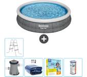 Paquete de piscina - bestway - alrededor - 366x366x76 cm + accesorios cb19