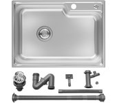 Auralum max fregadero de cocina de acero inoxidable 1 seno 62*45*21cm - fregadero de 1 seno plata, montaje empotrado o empotrado-de gran capacidad