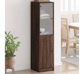 Aparador | aparador de comedor | armario de cocina con puerta de vidrio marrón roble 35x37x142 cm cfw62762