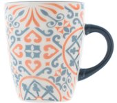 6x h&h taza capri de gres gris y naranja cc340