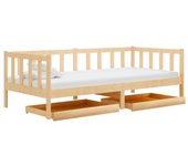 Sofá cama con cajones en pino macizo 90x200 cm