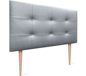 Dhome cabecero de cama acolchado capitoné 8cm de grosor. cabezal tapizado polipiel con patas cabeceros de cama (plata, 105cm)