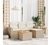 Juego de sofás jardín con cojines 5 piezas | conjunto de jardín de ocio | set de comedor de jardín ratán sintético beige cfw772414