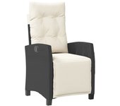 Silla reclinable de jardín | silla de exterior | sillon jardín con reposapiés ratán pe negro cfw598888