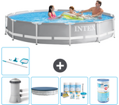 Paquete de piscina - intex - alrededor - 366x366x76 cm + accesorios a2072