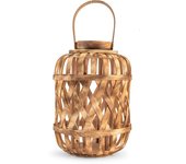 H&h linterna de bambú tejido color madera cm 22x44h