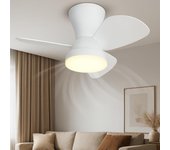 Ventilador de techo con luz 56cm ibiza, 28w, 2800lm, blanco, silencioso, cct 6 opciones de luz blanca, mando a distancia