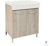 Mueble de lavado con fregadero cerámico 2 puertas blanco clásico - axp 60x50 cm