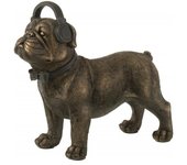 Buuldog con casco de resina bronce 28x11x25 cm
