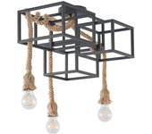 Lucande plafón andrik, 44 cm, 3 luces, cuerda de cáñamo, metal, lámpara de techo, lámpara