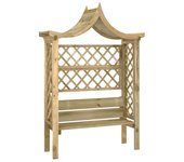 Tienda de jardín | pérgola de jardín con techo y banco madera de pino impregnada cfw310778