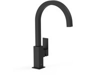 Tres 00660702nm cuadro grifo monomando xxl caño alto con maneta lateral para lavabo color negro mate