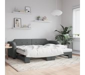 Sofá cama con cama nido tejido gris oscuro 90x200 cm