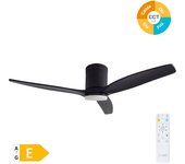 Ventilador de techo con luz de 3 aspas de madera ø132 cm negro/haya motor dc