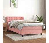 Cama con somier y colchón rosa 90x200 cm terciopelo