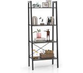 Costway estantería de 4 niveles, estantería de escalera industrial con estructura de metal, almohadillas ajustables para los pies y kit anticaídas, es