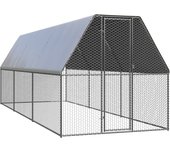 Gallinero exterior 2 x 6 x 2 m techo acero galvanizado resistente al agua 02_0001690