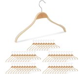 Relaxdays pack de 50 perchas antideslizantes con giro de 360º, beige, madera, 40 cm